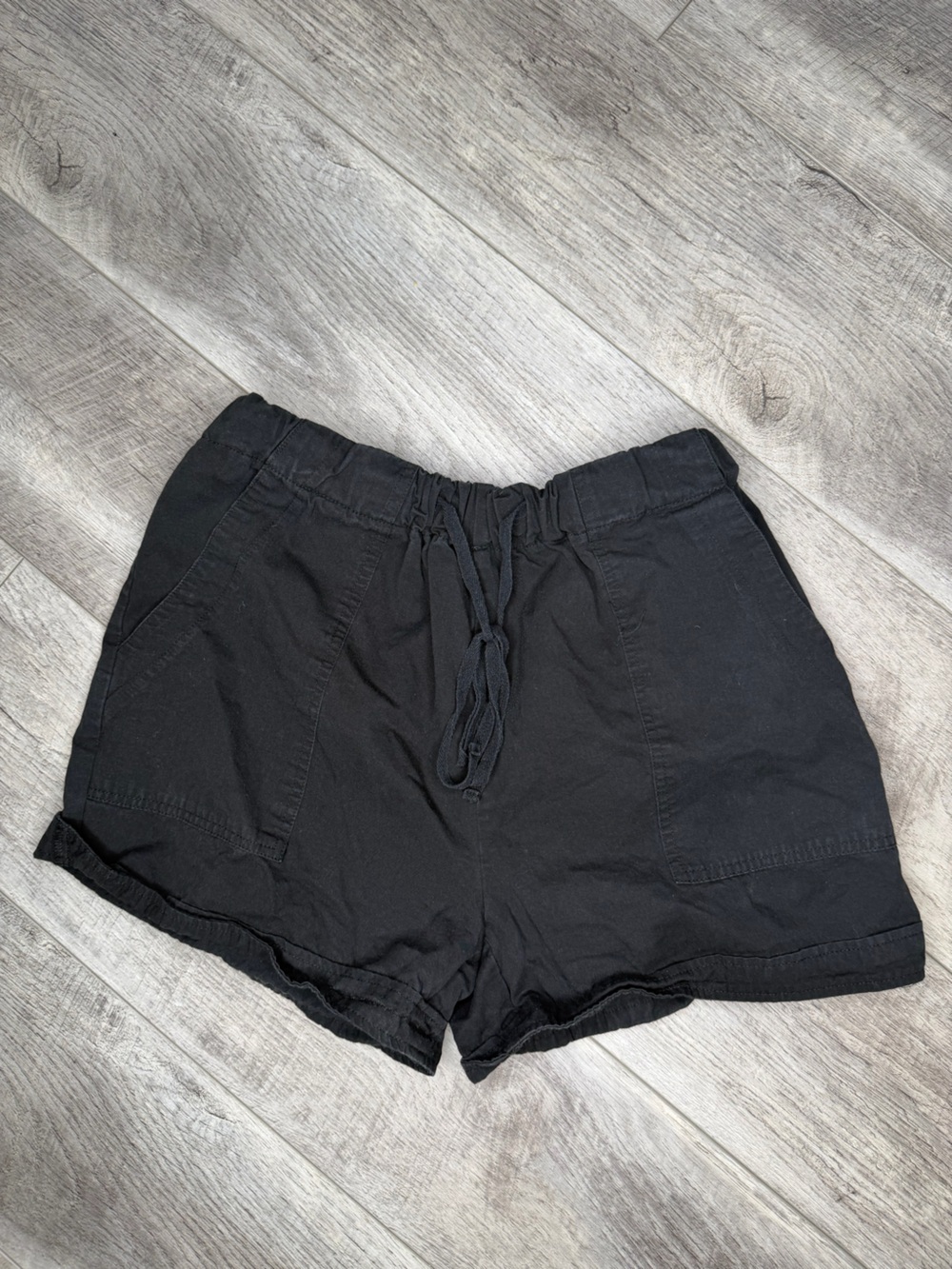 Women's Black Athletic Drawstring Shorts with Elastic Waist